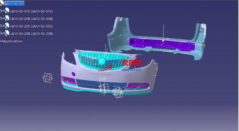 一款catia v5r20绘制汽车前后保险杠模型