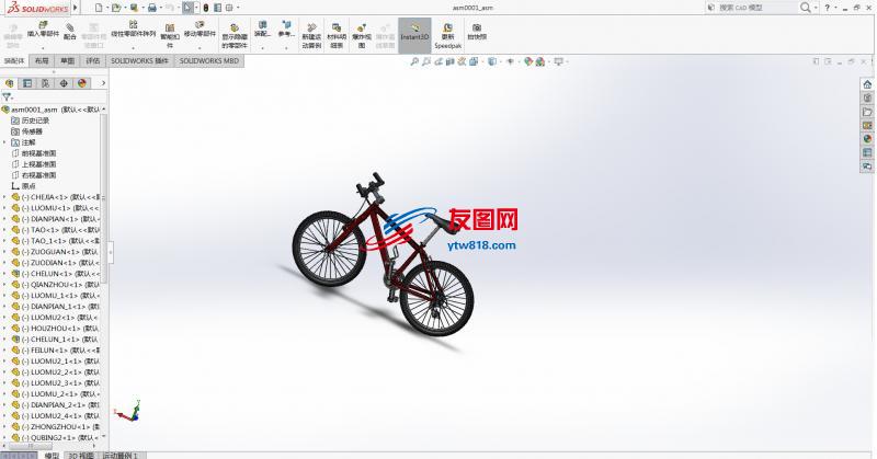 山地自行车三维数模图纸 solidworks设计 附igs格式