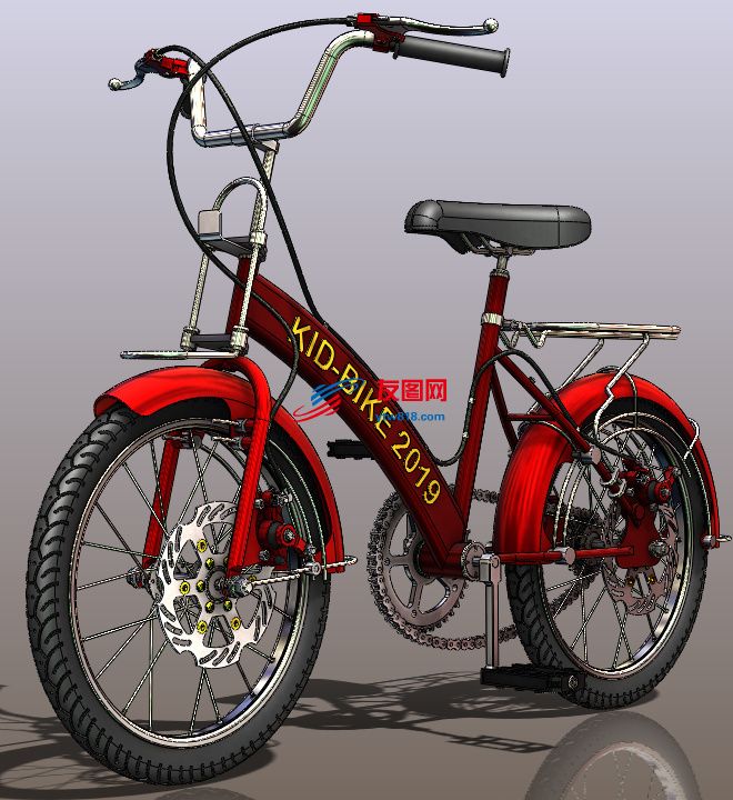 儿童可变速自行车模型3D图纸 Solidworks设计 附STEP