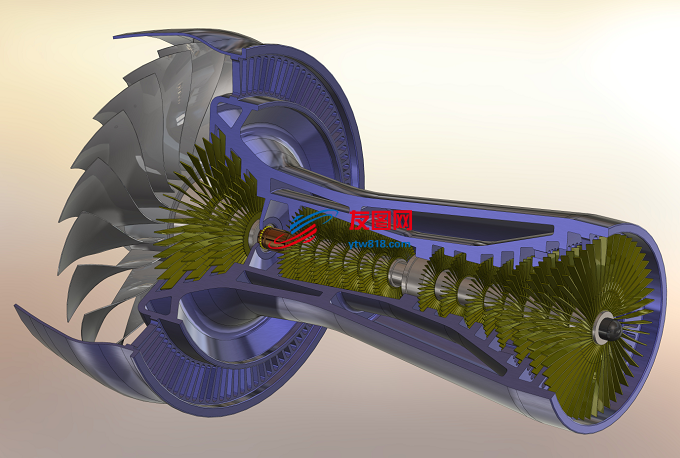 燃气轮机发动机模型3D图纸 Solidworks设计
