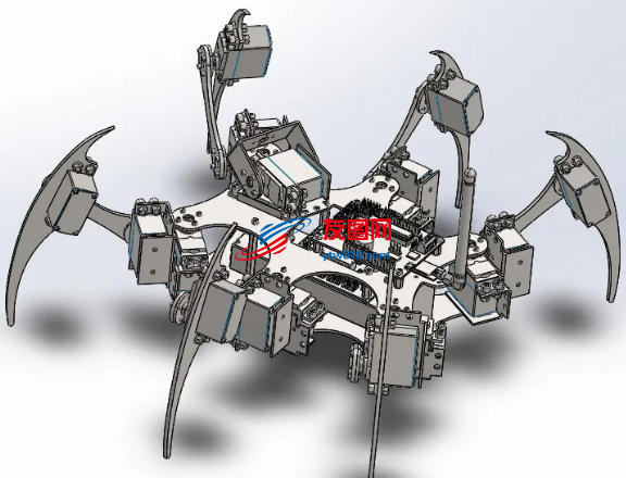 爬行六足机器人模型3D图纸 Solidworks设计 附STEP格式