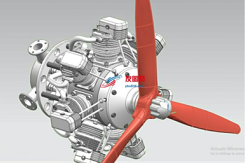 Radial Engine七缸星型引擎发动机3D图纸 CATIA设计