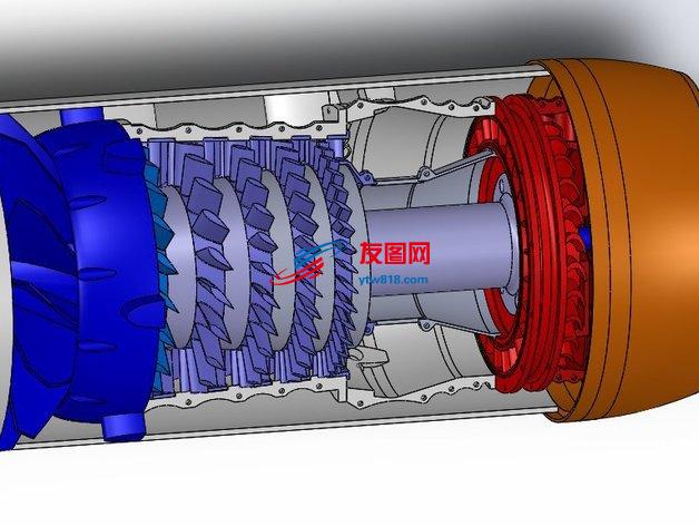 Low Bypass涡扇喷气发动机模型3D打印图纸 STL格式