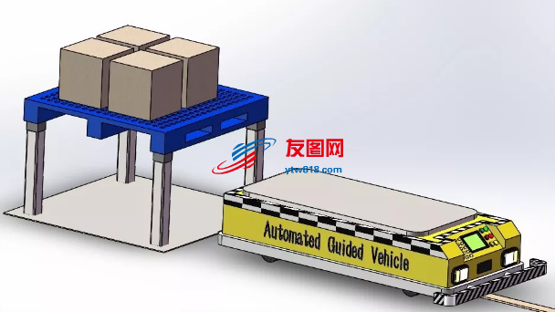 AGV叉车式智能运载机器人简易结构3D图纸 Solidworks
