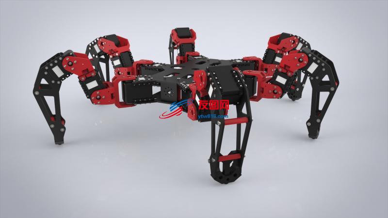 六爪爬行机器人机械结构3D图纸
