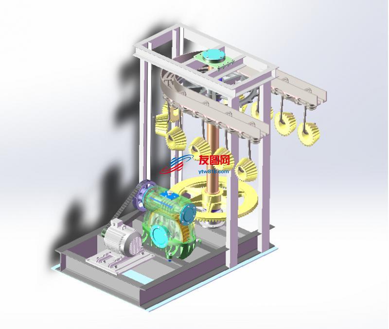 齿轮输送悬挂系统（悬挂式输送机）3D模型图纸 IGS格式