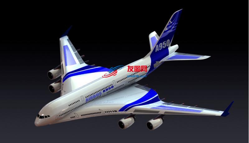 Airbus A950客机飞机造型3D数模图纸 Solidworks设计