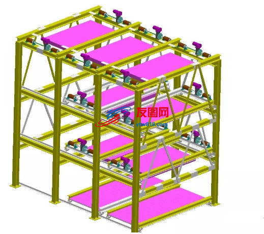 四层横移立体车库3D数模图纸 Solidworks设计