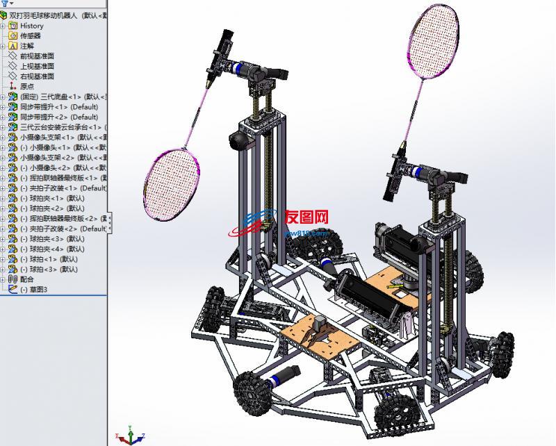 双打羽毛球移动机器人模型