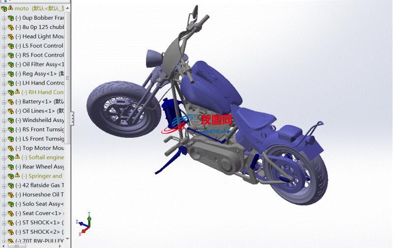 带式驱动摩托车设计三维图