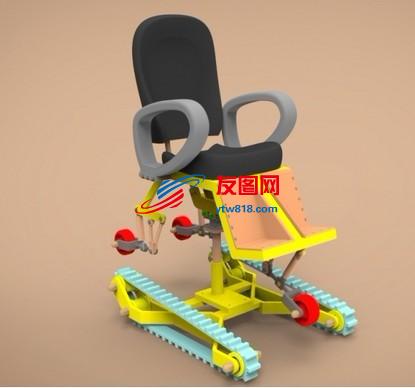 多功能爬楼梯轮椅全套3D模型三维图纸