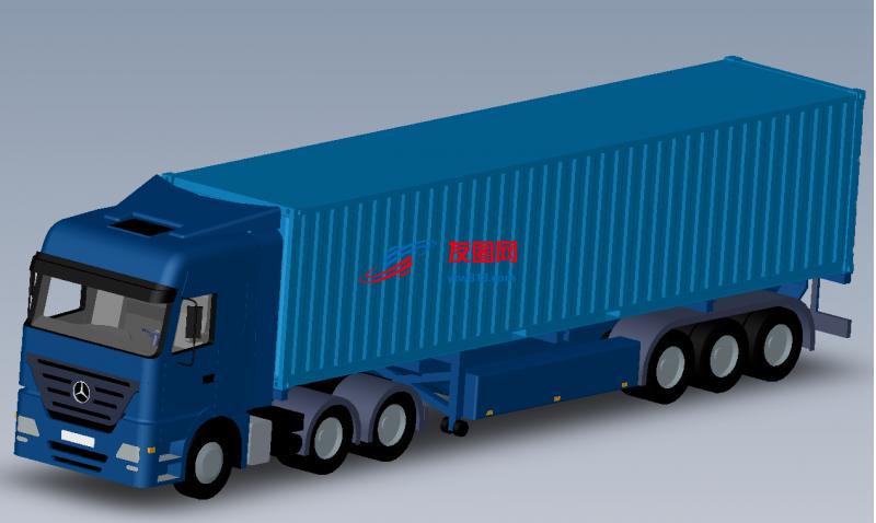 奔驰卡车货车集装箱车3D模型图纸 Solidworks设计