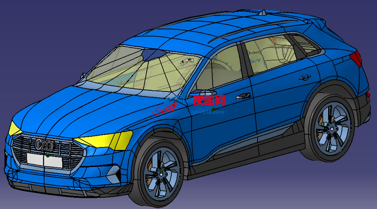 奥迪轿车模型简易3D图纸 CATIA设计 附STP格式