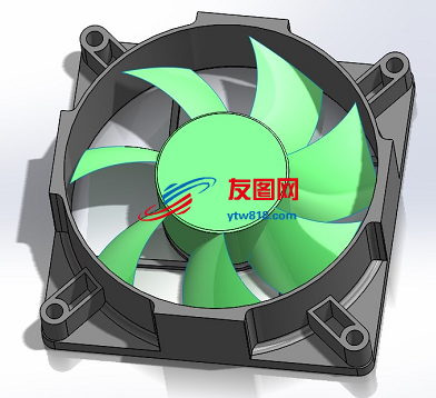 电脑主机CPU风扇简易模型3D图纸 Solidworks设计