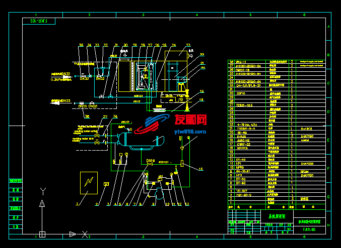 FJKR-105船用组装式空调装置系统原理图（dwg、exb两种格式各一张图）