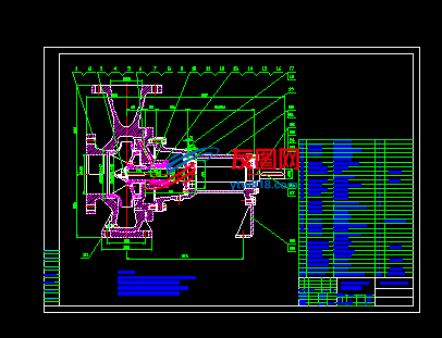 单机双吸中开式离心泵图纸装配图图1 (1)