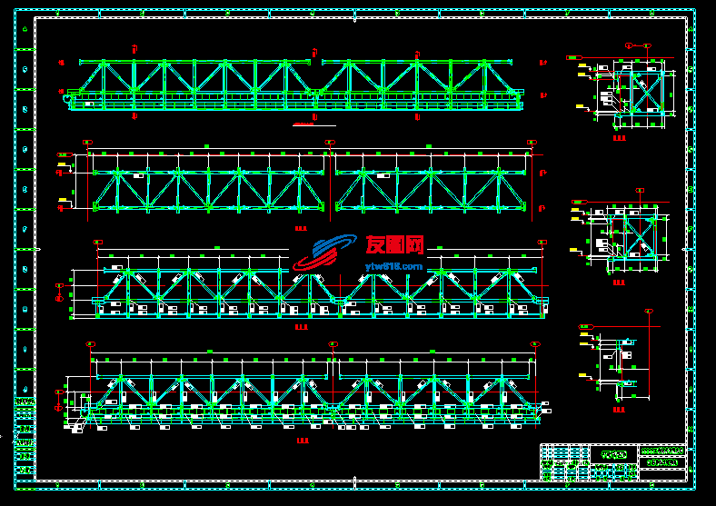 5t悬臂吊车梁桁架平面布置图（dwg、exb两种格式各一张图）
