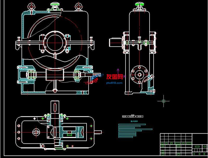 一级涡轮减速器CAD图纸