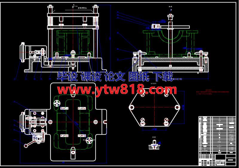 工艺夹具-钻床夹具图（多头，气压）——CAD装配图一张