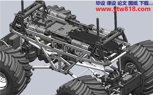 汽车底盘详细结构及其车轮装配体3D模型